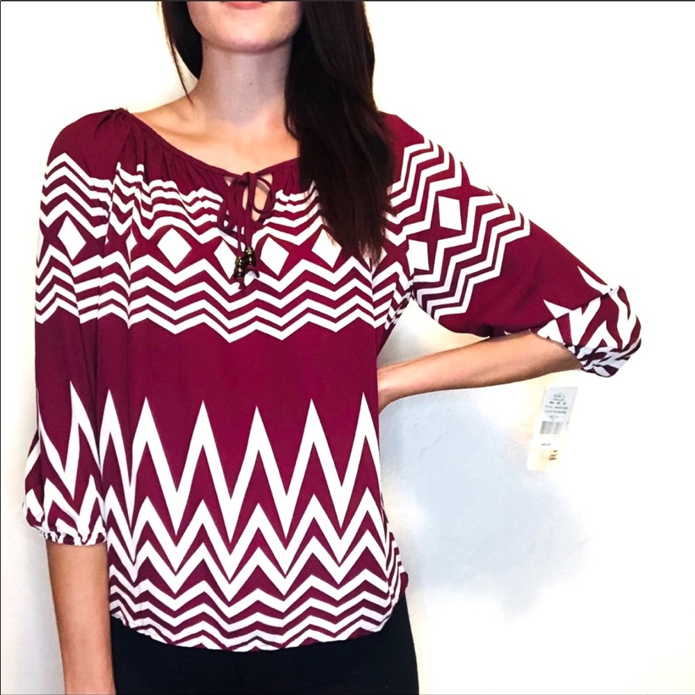 NWT Rewind Maroon Front-tie Blouse